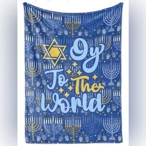 Hannukah Blanket “Oy to the World” Brand New